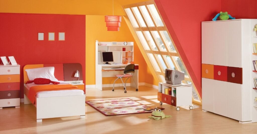 Fairfield red bedroom design