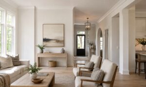 high-end residential interior showcasing elegant white-painted walls