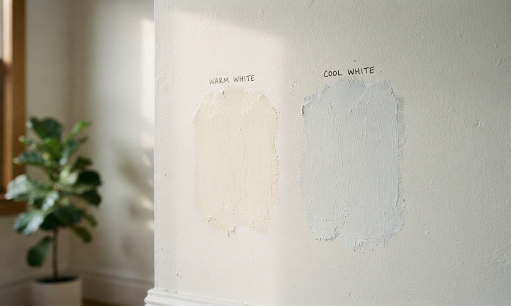 two white paint swatches